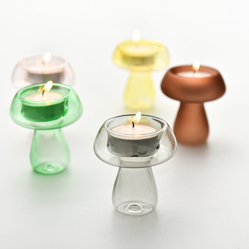 Glass Mushroom Tea Light Holder