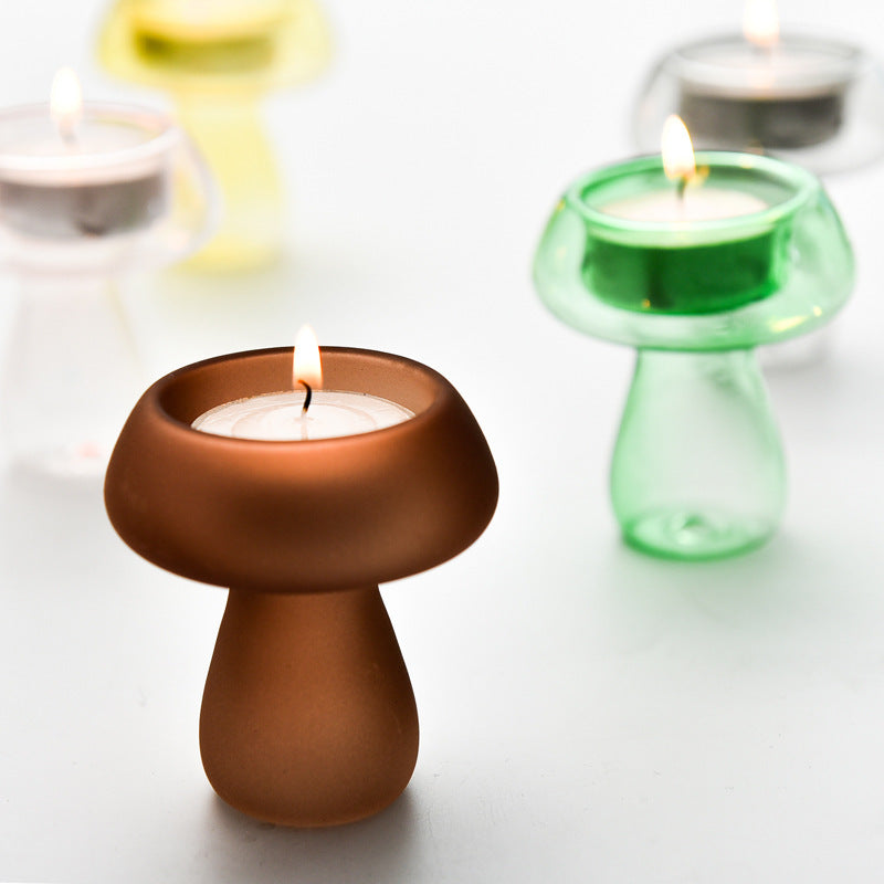 Glass Mushroom Tea Light Holder