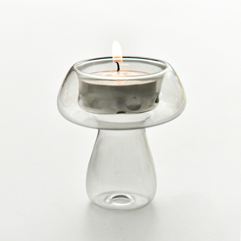 Glass Mushroom Tea Light Holder