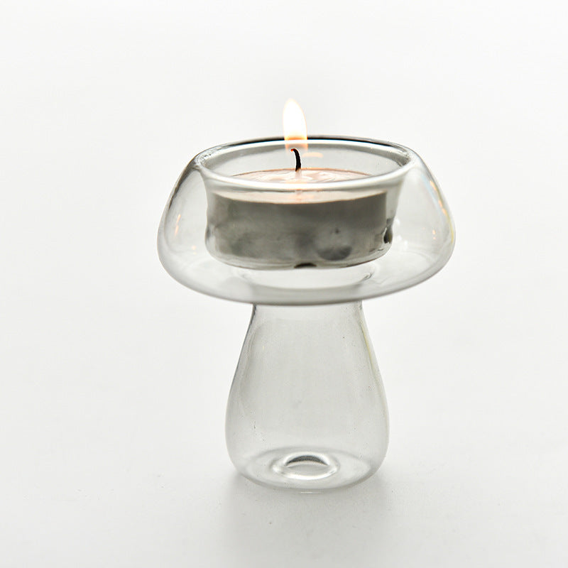 Glass Mushroom Tea Light Holder