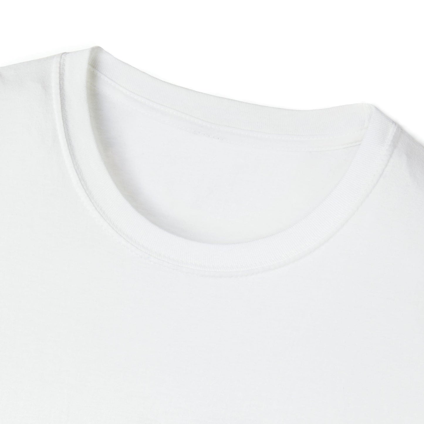 Close-up of a white T-shirt collar showcasing soft cotton fabric and classic round neckline.