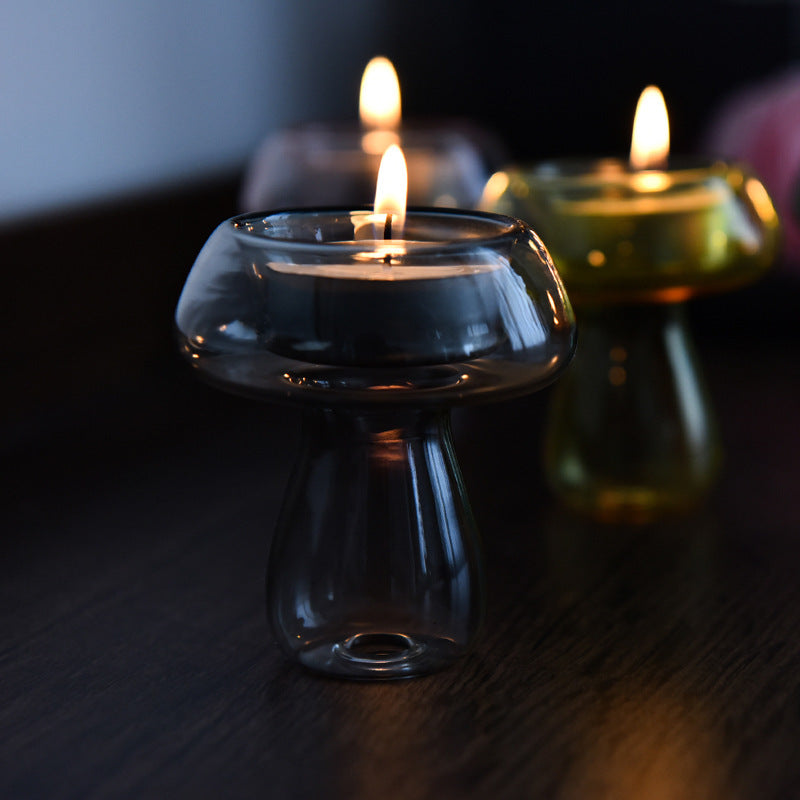 Glass Mushroom Tea Light Holder