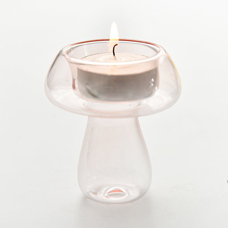 Glass Mushroom Tea Light Holder