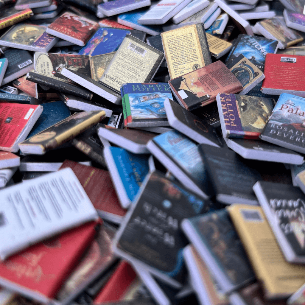 Mini books for the anxiety bookshelf are displayed over a white background.