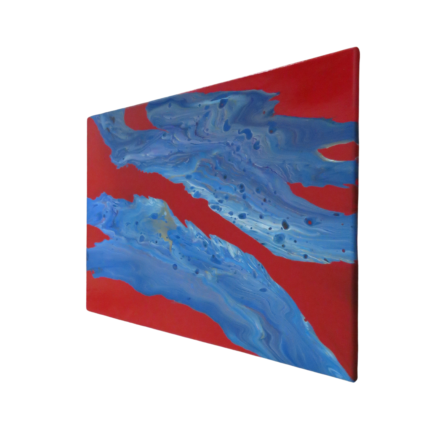 Large Red Pour Painting on Stretched Canvas Original Home Décor Bold Vibrant Abstract Fluid Art with Negative Space