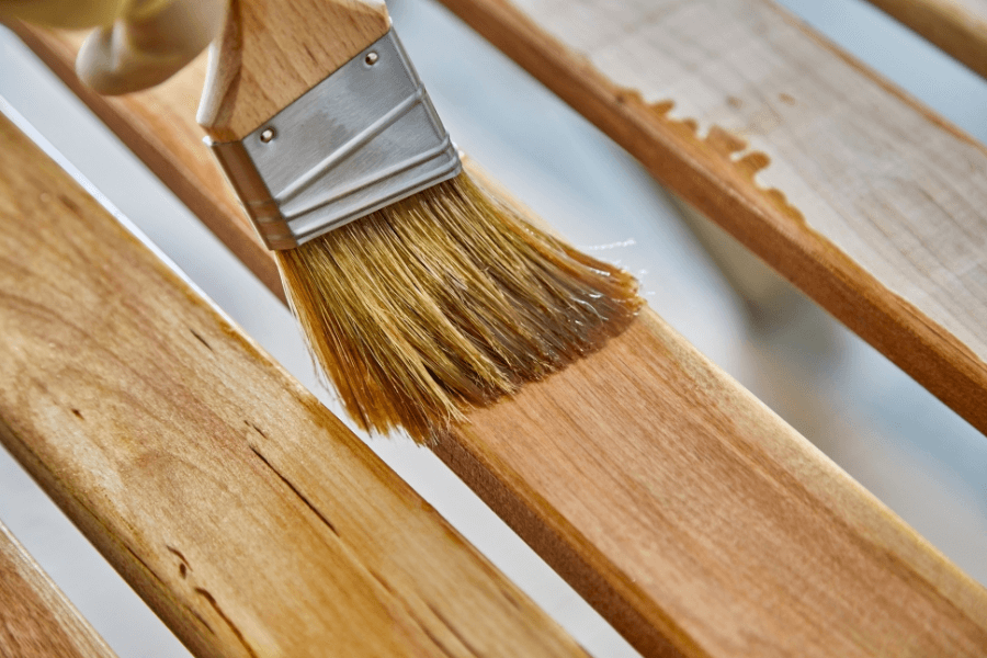 Staining wood decor with a clear finish.