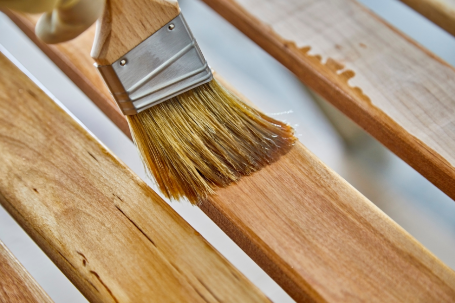 Staining wood decor with a clear finish.