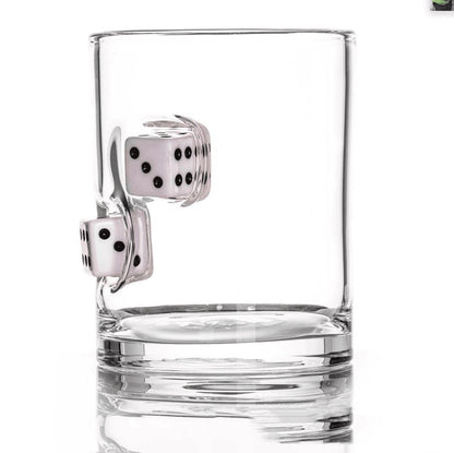 Dice Embedded Hand Blown Glass Cup