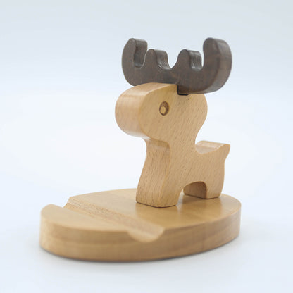 Wood animal-shaped phone stand designed like a moose, offering a cute and practical way to hold your phone.