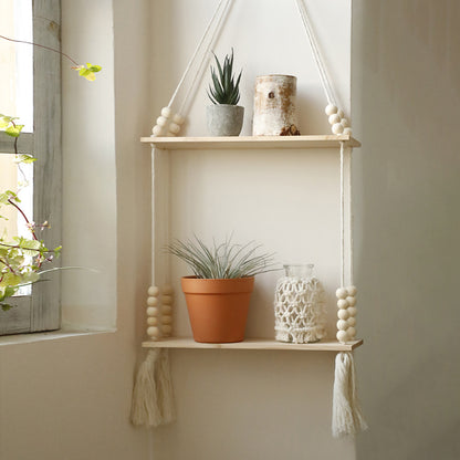 2- Tier Hanging Rope Shelf with Tassles