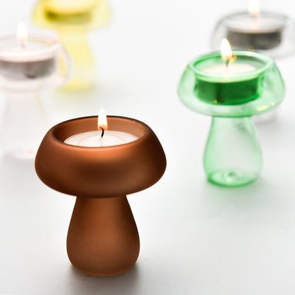 Glass Mushroom Tea Light Holder