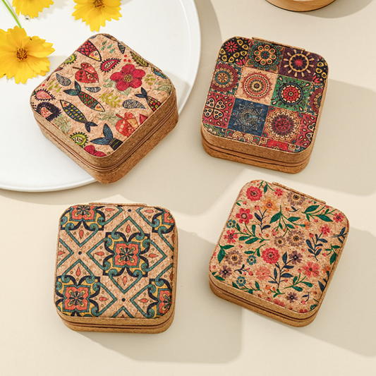 Handcrafted mini jewelry boxes with floral patterns and intricate designs, perfect for travel storage.