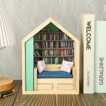 Anxiety Book Room mini book nook filled with the best miniature books. A mini room with a bed, drawers and bookcases to help relieve stress.