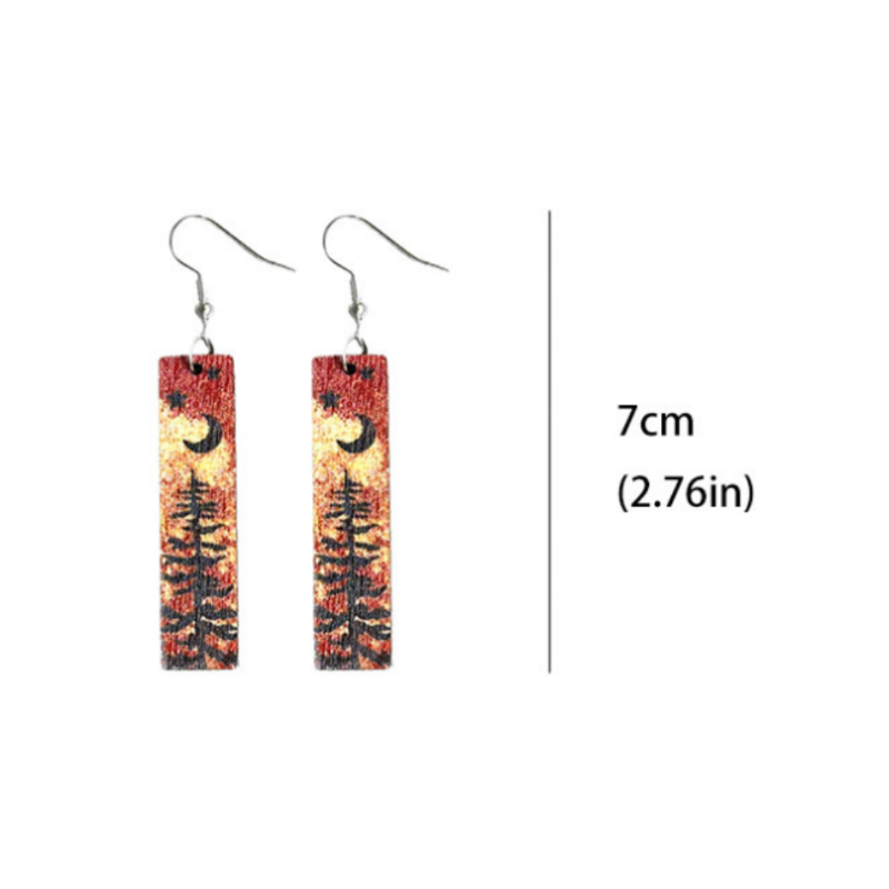 Measurements for the mini wood bookmark earrings.