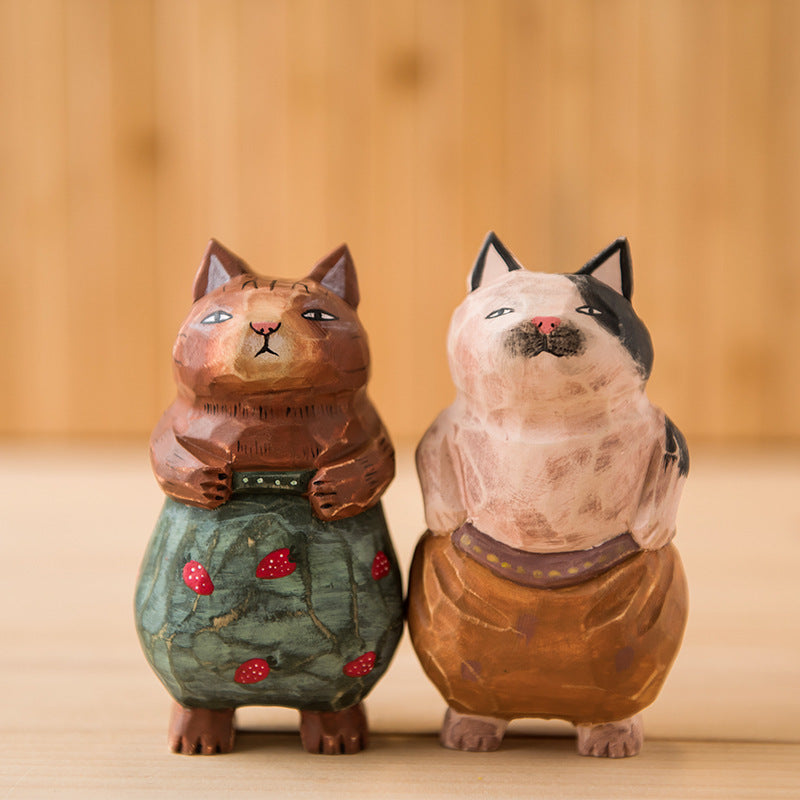 Hand carved cat ornaments, painted little kittens for cat lovers and cat ladies.