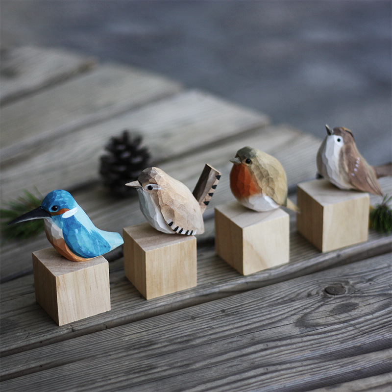 Hand Carved Bird Ornaments