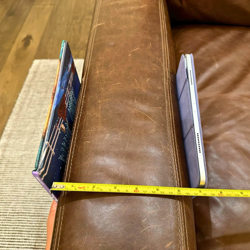 How to measure the couch armrest for a handmade couch caddy.