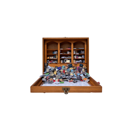 Anxiety Bookshelf displayed open full of books.