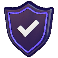 Purple shield with a white checkmark signifying privacy protection.