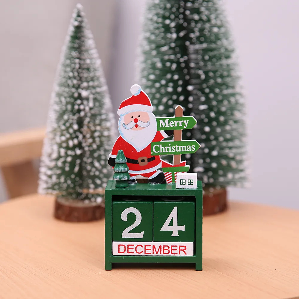 Santa tabletop handmade wood perpetual Christmas Calendar.