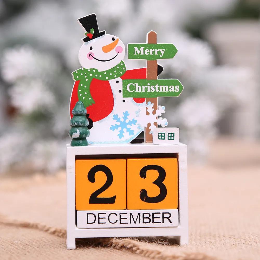 Snowman tabletop handmade wood perpetual Christmas Calendar.