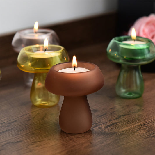 Glass Mushroom Tea Light Holder