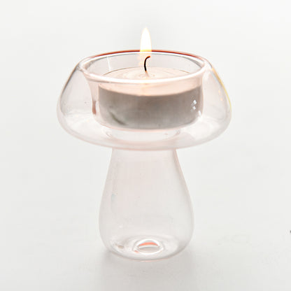 Glass Mushroom Tea Light Holder