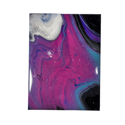 ceramic tile with an epoxy coating over a galaxy acrylic painting