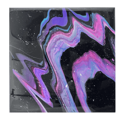 galaxy painting, acrylic fluid art on stretched canvas with epoxy finish