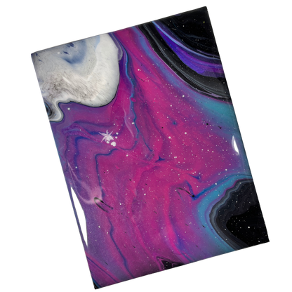 ceramic tile with an epoxy coating over a galaxy acrylic painting