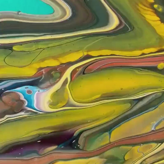 Acrylic Pour Painting on Stretched Canvas with Negative Space Cascading Original Abstract  Waterfall Fluid Wall Décor 16x12 by Sydney Smith