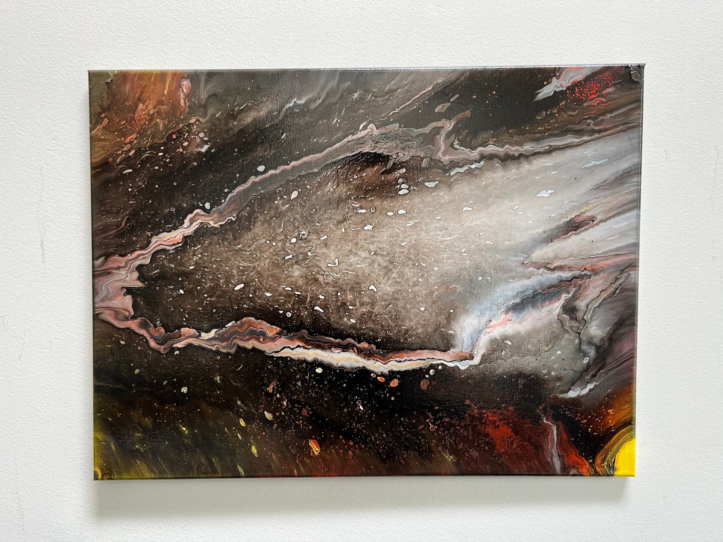 Large Cosmic Comet Pour Wall Art on Stretched Canvas Original Abstract Acrylic Painting Home Décor 24x18 by Sydney Smith