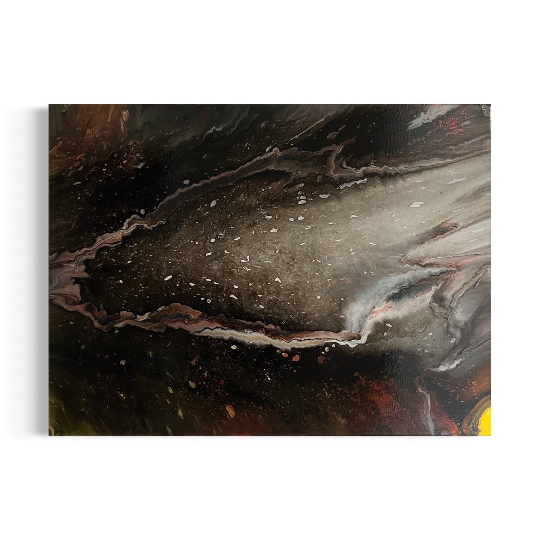 Large Cosmic Comet Pour Wall Art on Stretched Canvas Original Abstract Acrylic Painting Home Décor 24x18 by Sydney Smith