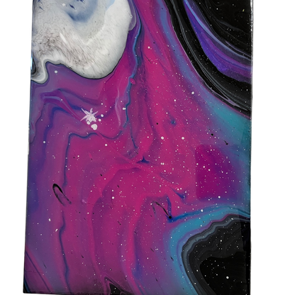 ceramic tile with an epoxy coating over a galaxy acrylic painting