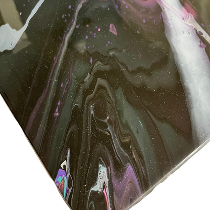 ceramic tile with an epoxy coated acrylic galaxy painting