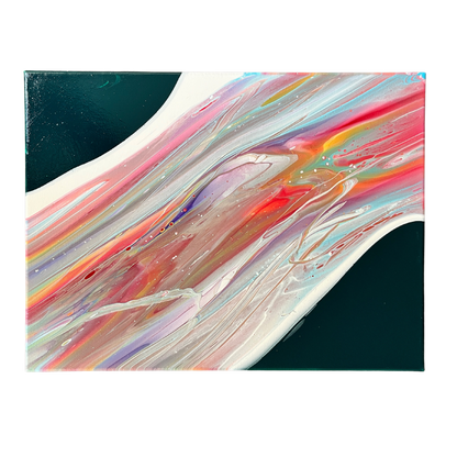 a flowing rainbow image with green edges