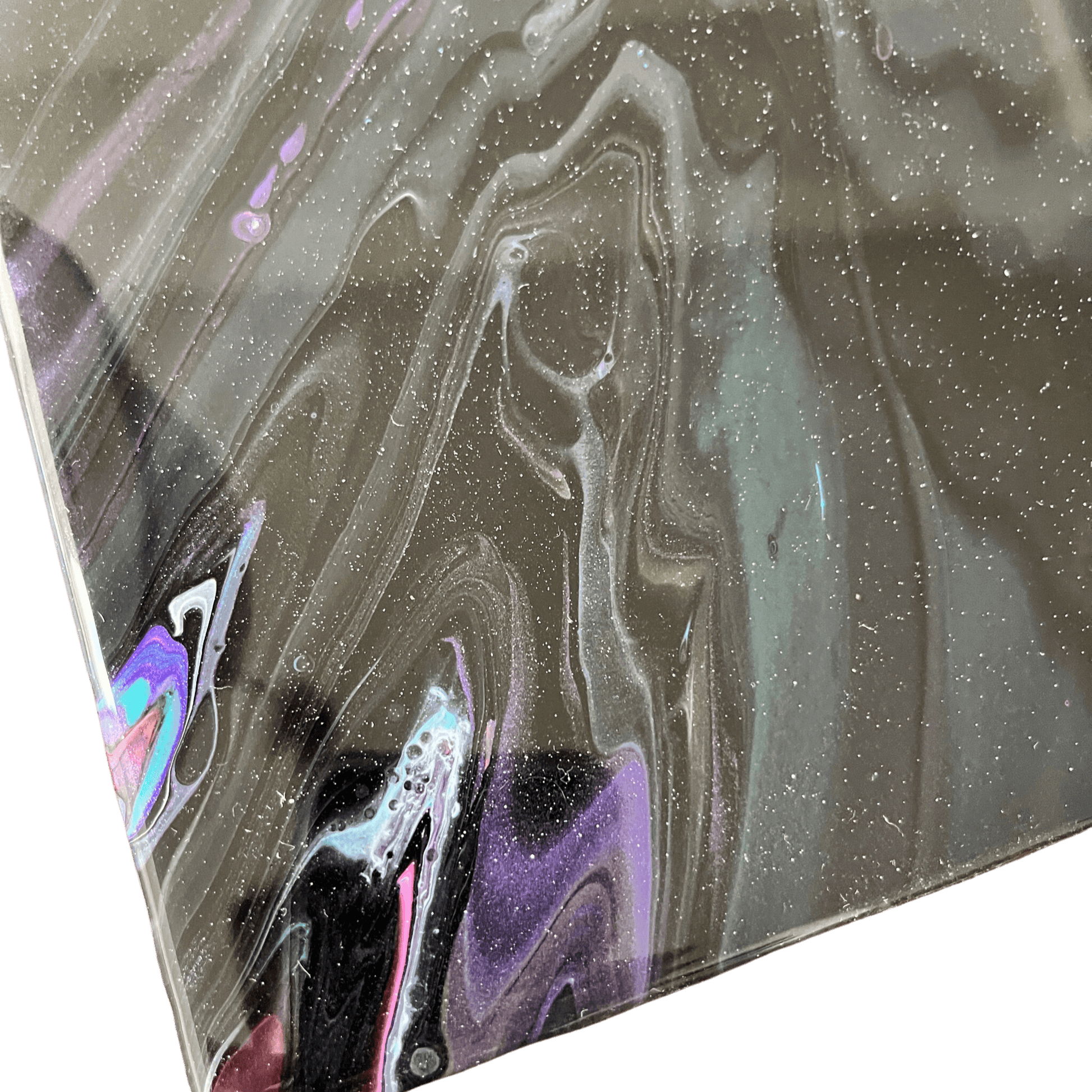 ceramic tile with an epoxy coated acrylic galaxy painting